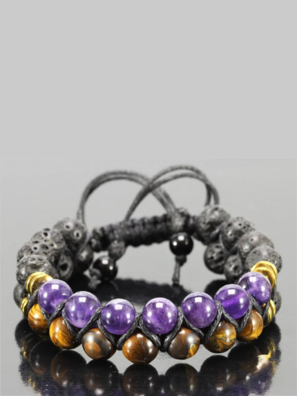 Гривна Tiger eye & Amethyst